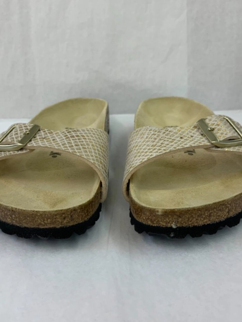 Birkenstock Madrid Shiny Python Eggshell Microfiber Narrow Width Sandals